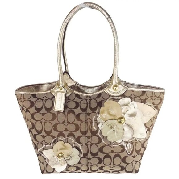Vintage Coach Bleeker Floral Applique Satchel Satchel Handbag Purse - Picture 1 of 12